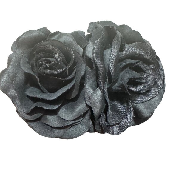 Black Rose Hair Clips Set Of 2 By Wink Accessories For Women - Picture 1 of 4